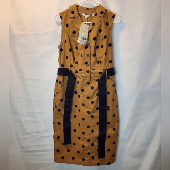 boden brown polka dot dress ABIGAIL POLKA DOT ZIP UP MIDI DRESS